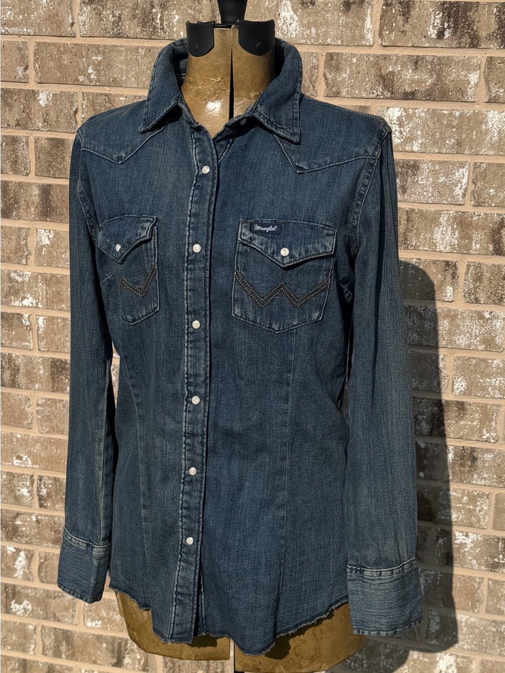 Wrangler Blue Denim Western Snap Front Shirt